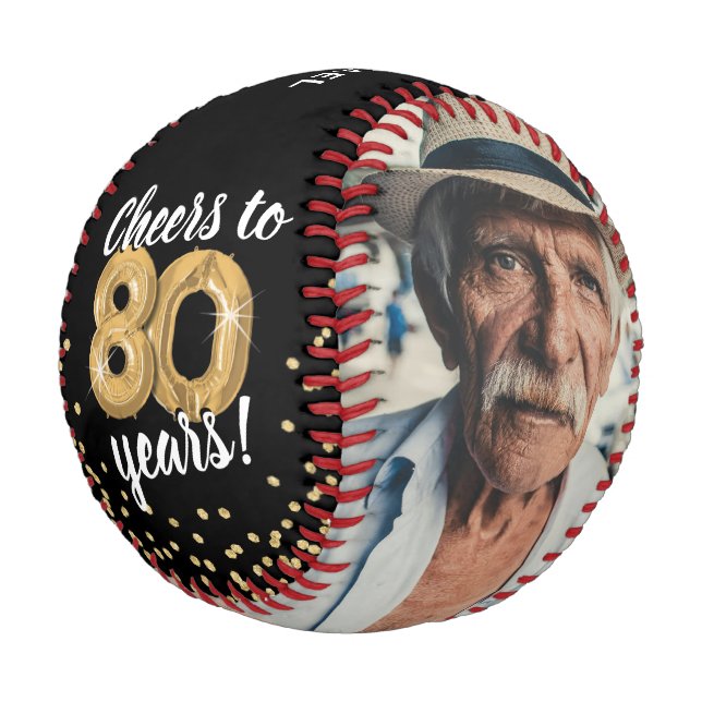 Cheers to 80 Years - 80th birthday Photo Baseball (Schrägansicht)