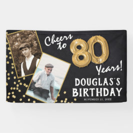 Cheers to 80 Years Gold Ballon 2 Foto Geburtstag Banner