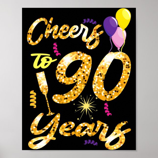 Cheers To 90 Years 1931 90th Birthday Celebration  Poster (Vorne)