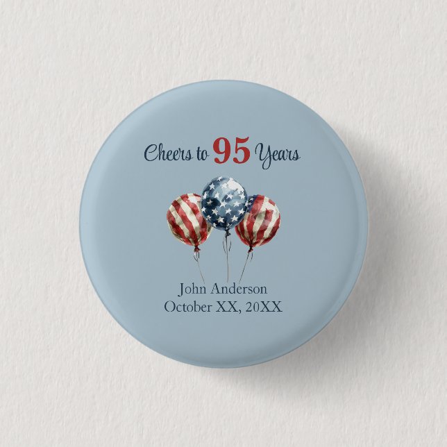 Cheers to 95 Years Birthday Party  Button (Vorderseite)