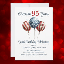 Cheers to 95 Years Birthday Party Invitation