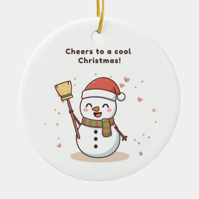 Cheers to a Cool Christmas Snowman Card Keramik Ornament (Vorne)