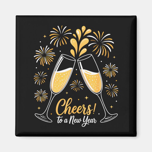 Cheers To A New Year Eve Party Countdown Happy New Magnet (Vorne)