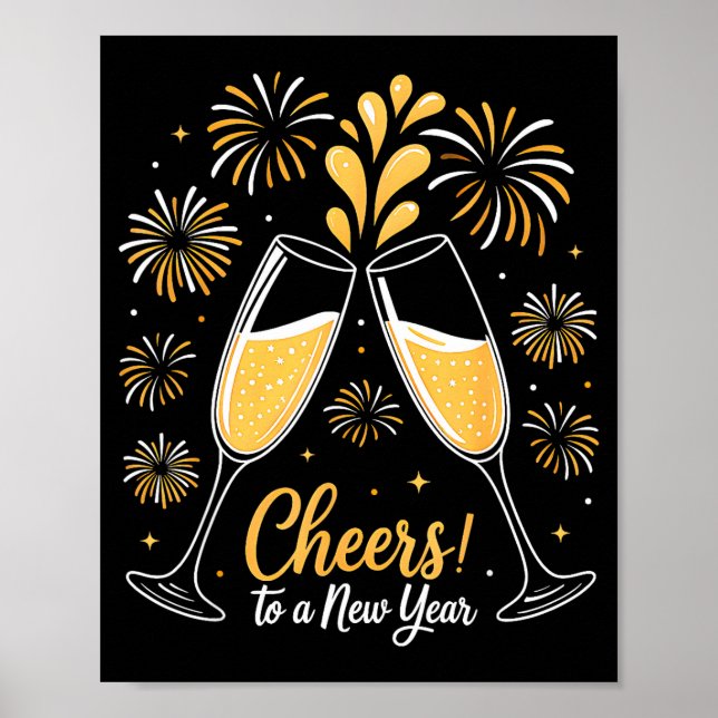 Cheers To A New Year Eve Party Countdown Happy New Poster (Vorne)