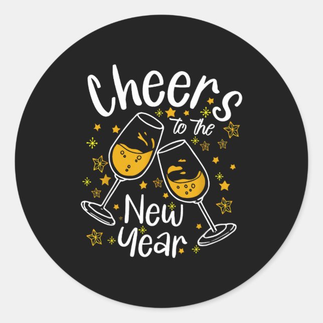 Cheers To A New Year Eve Party Countdown Happy New Runder Aufkleber (Vorderseite)