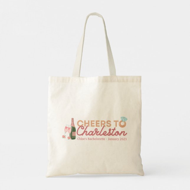 "Cheers to Charleston" Tote Bag Tragetasche (Rückseite)