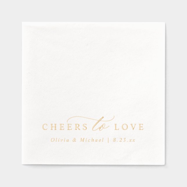 Cheers to Love Elegant Modern Wedding Gold Servietten Mit Folie (Vorderseite)