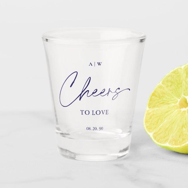 Cheers to Love – Elegant Wedding Shot Glass Schnapsglas (Vorderseite)