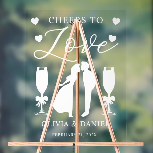Cheers to Love Personalized Wedding Acrylschild (Neutral)