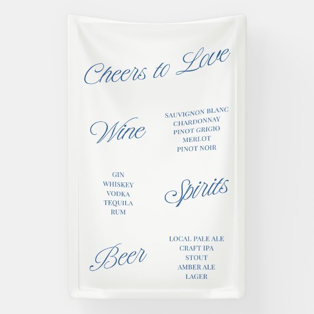 Cheers to Love Script Wedding Bar Menu Banner Sign (Vertikal)