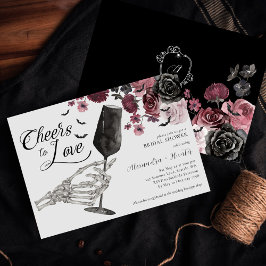 Cheers to Love Skeleton Hand Floral Gothic Bridal Einladung