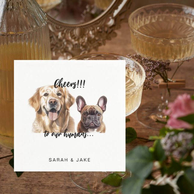 Cheers to our Humans Custom Pet Cocktail Wedding  Serviette (Von Creator hochgeladen)