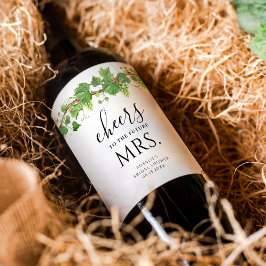 Cheers To The Future Mrs. Wine Bridal Shower Weinetikett