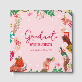 Cheers to the Grad Cute Doodle Graduation Party Gästebuch