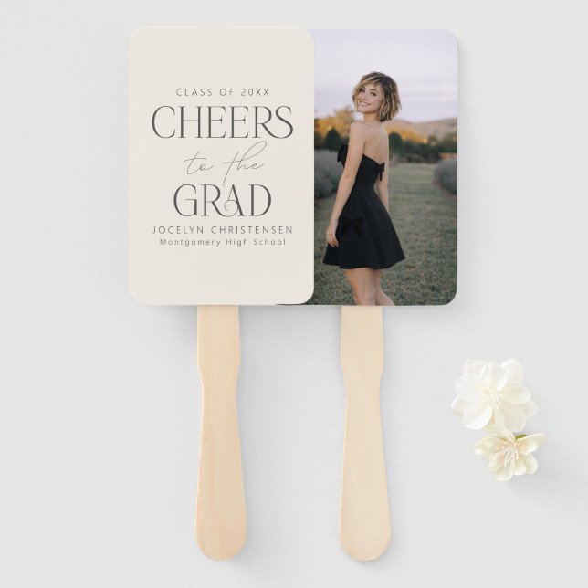Cheers to the Grad Personalized Photo Graduation Fächer (Vorne und Hinten)