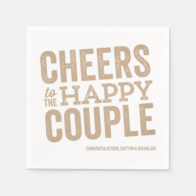 Cheers to the happy couple neutral wedding serviette (Vorderseite)
