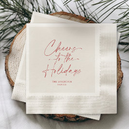 Cheers to the Holidays Ivory Personalized Serviette