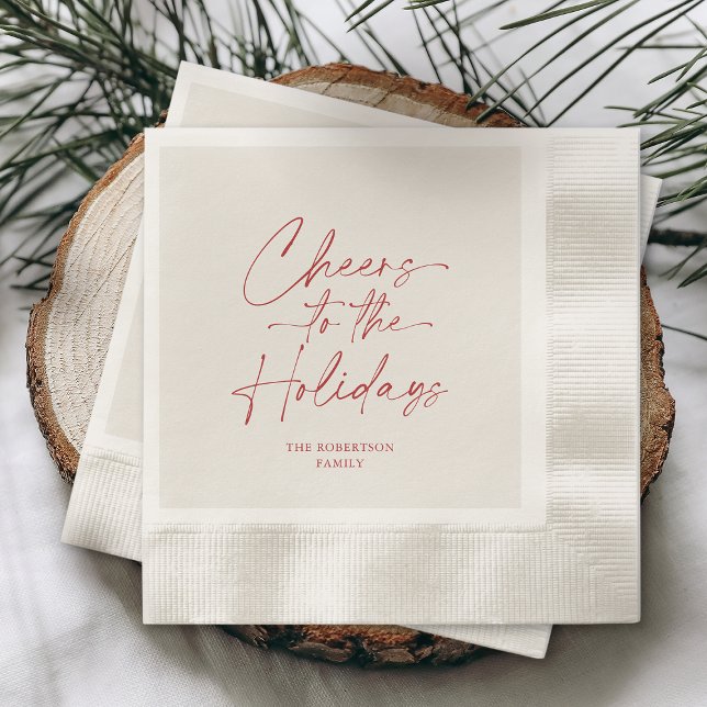 Cheers to the Holidays Ivory Personalized Serviette (Von Creator hochgeladen)