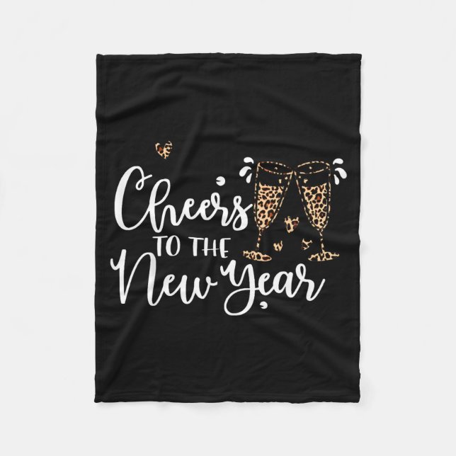 Cheers To The New Year 2026 Leopard Champagne Happ Fleecedecke (Vorderseite)