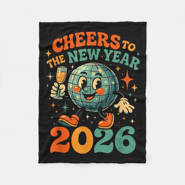 Cheers To The New Year 2026 Retro Disco Gift  Fleecedecke (Vorderseite)