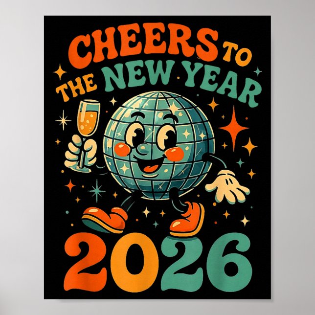 Cheers To The New Year 2026 Retro Disco Gift  Poster (Vorne)