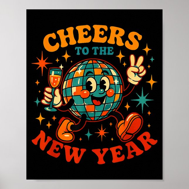 Cheers To The New Year 2026 Retro Party Gift  Poster (Vorne)