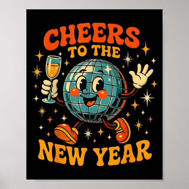 Cheers To The New Year 2026 Retro Party Gift  Poster (Vorne)