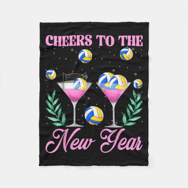 Cheers To The New Year Champagne Gl &amp; Volleyba Fleecedecke (Vorderseite)