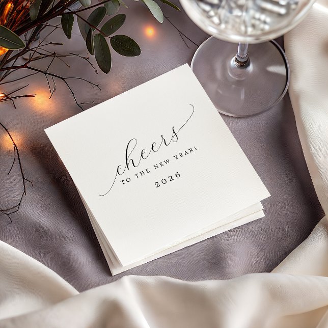 Cheers To The New Year Minimalist Calligraphy Serviette (Von Creator hochgeladen)