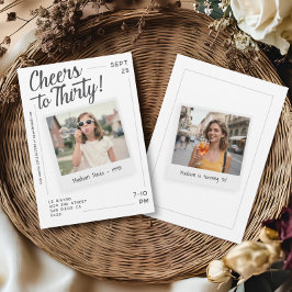 Cheers to Thirty 30 Retro Photo Birthday  Einladung