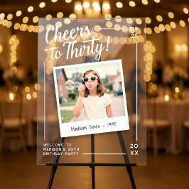Cheers to Thirty 30 Retro Photo Birthday Welcome Acrylschild