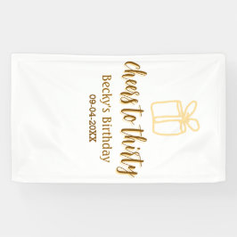 Cheers to thirty yellow brown birthday pastel gift banner