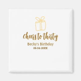 Cheers to thirty yellow brown birthday pastel gift magnet