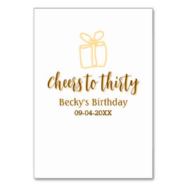 Cheers to thirty yellow brown birthday pastel gift tischnummer
