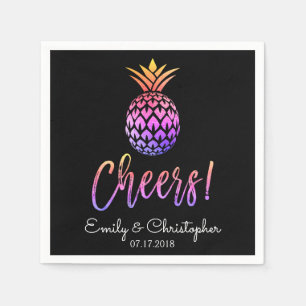 Cheers Tropical Hawaiian Ananas Wedding Pastel Serviette