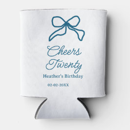 Cheers twenty blue birthday bow name date boho ret dosenkühler