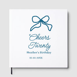 Cheers twenty blue birthday bow name date boho ret gästebuch
