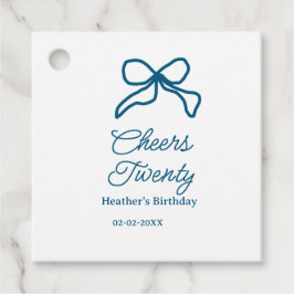 Cheers twenty blue birthday bow name date boho ret geschenkanhänger