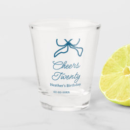 Cheers twenty blue birthday bow name date boho ret schnapsglas