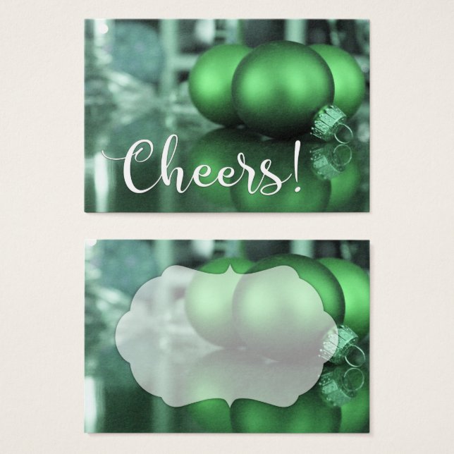Cheers Typografy Green Toned Ornaments Geschenkmar (Vorne & Hinten)
