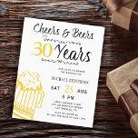 Cheers und Biere 30 Jahre Einladung zum Geburtstag<br><div class="desc">Lässige lustige Jubel und Biere Männer 30 Geburtstagsparty Budget erschwingliche Einladungskarte mit einem extravaganten Typografie-Skript, eine gelbe doodle Bierkneipe Tasse, und Vintage Stil Wirbel. Geeignet für alle Altersgruppen oder Meilensteine. Einfach zu personalisieren, indem man das Alter, den Namen und das Party ändert! BITTE LESEN SIE DIES VOR DEM KAUF! Dies...</div>