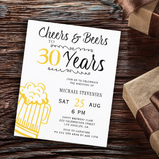Cheers und Biere 30 Jahre Einladung zum Geburtstag
