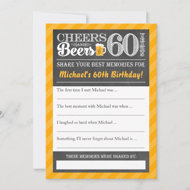 Cheers und Biere bis 60 Jahre ・ Speicherkarte teil Einladung (Vorderseite)