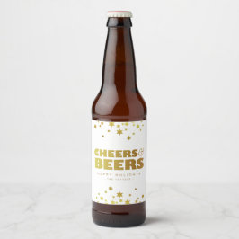 Cheers und Biere | Spaß Weihnachten Weiß & Gold Bierflaschenetikett