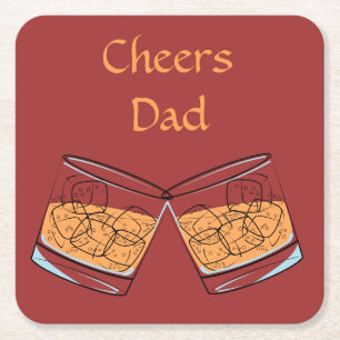 Cheers Vater Whiskey Glass Square Untersetzer