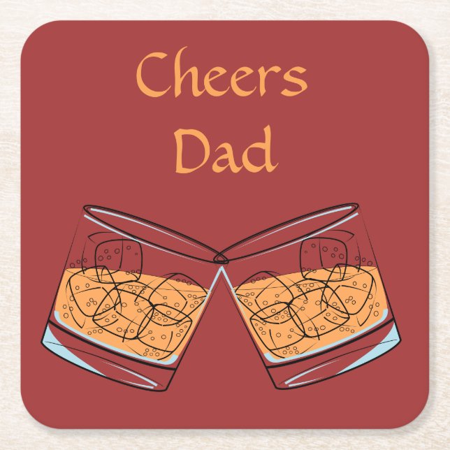 Cheers Vater Whiskey Glass Square Untersetzer (Vorderseite)