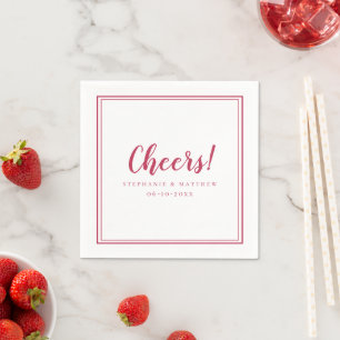 Cheers Wedding Celebrations Modern Magenta Red Serviette