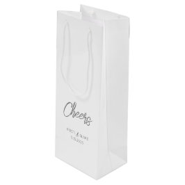 CHEERS Wedding DATE Couple NAMES Modern Minimalist Geschenktüte Für Weinflaschen