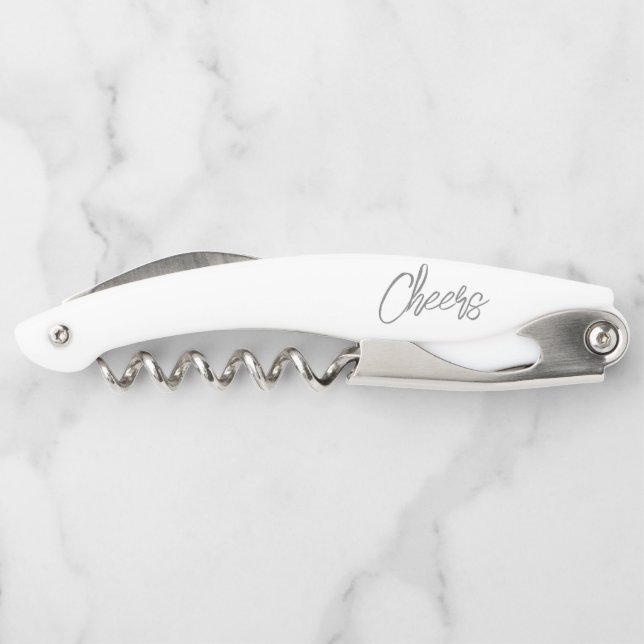 CHEERS Wedding DATE Couple NAMES Modern Minimalist Kellnermesser (Rückseite)