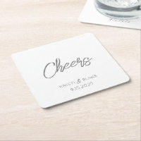 CHEERS Wedding DATE Couple NAMES Modern Minimalist